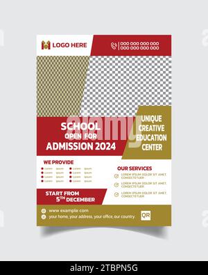 School Admission Creative Flyer Template or Unique Education Leaflet A4 Stock Vector