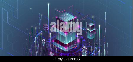 Data visualization concept. 3d isometric vector illustration. Hand drawn art. Stock Vector