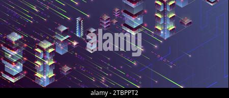 Data visualization concept. 3d isometric vector illustration. Hand drawn art. Stock Vector
