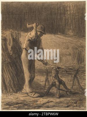 Woodcutter Trimming Faggots 1943 by Jean-Francois Millet Stock Photo