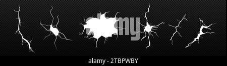 Cracks and faults set. Glass shattering and destruction Stock Vector