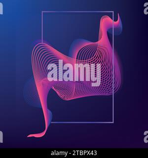 Abstract 3D wavy lines for poster, brochure, flyer, banner, cover. Modern template,background with dynamic amorphous smooth gradient curves waves and Stock Vector