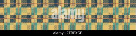 Fabric lumberjack seamless pattern. Checkered yellow blue ornament Stock Vector
