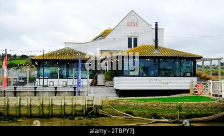 The Rise restaurant on the River Brit, West Bay, Dorset - John Gollop Stock Photo