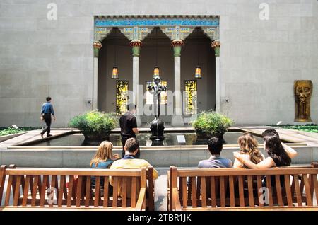 Metropolitan Museum of Art American Wing in New York.  The loggia from Louis C Tiffany Laurelton Hall estate courtyard. New York City, USA Stock Photo