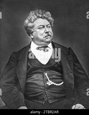Portrait of Alexandre Dumas (père). Circa 1862. By Etienne Carjat. Gelatin Matrix Stock Photo