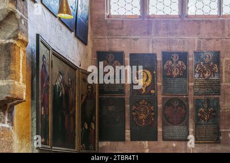 Nuremberg, Bavaria, Germany - April 30, 2023: Religious paintings inside of St. Lorenz (St. Lawrence), a medieval Evangelical Lutheran Church built 14 Stock Photo