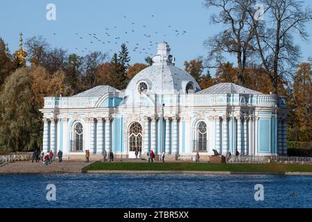 PUSHKIN, RUSSIA - OCTOBER 11, 2022: Grotto Pavilion in Catherine Park on a October day. Tsarskoe Selo Stock Photo