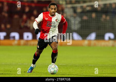 Quinten Timber of Feyenoord runs with the ball during the Dutch Eredivisie match between Feyenoord and FC Volendam on December 7, 2023 in Rotterdam, Netherlands Stock Photo