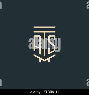 AS initial monogram with simple line art pillar logo design ideas Stock Vector