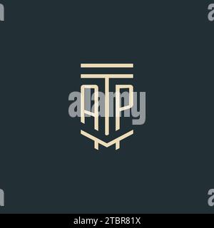 AP initial monogram with simple line art pillar logo design ideas Stock Vector