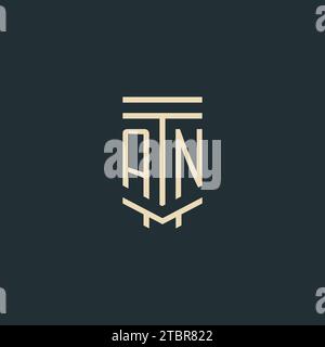 AN initial monogram with simple line art pillar logo design ideas Stock Vector