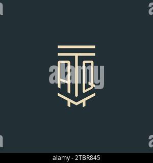 AQ initial monogram with simple line art pillar logo design ideas Stock Vector
