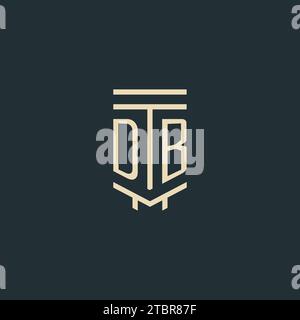 DB initial monogram with simple line art pillar logo design ideas Stock Vector