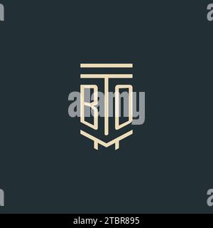 BO initial monogram with simple line art pillar logo design ideas Stock Vector