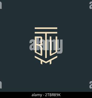 BU initial monogram with simple line art pillar logo design ideas Stock Vector