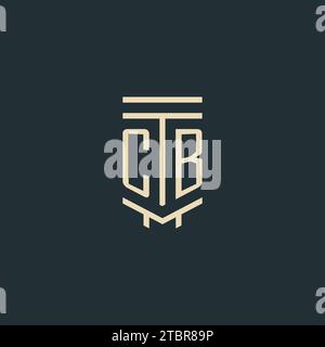 CB initial monogram with simple line art pillar logo design ideas Stock Vector
