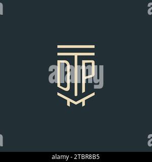 DP initial monogram with simple line art pillar logo design ideas Stock Vector