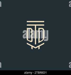 DD initial monogram with simple line art pillar logo design ideas Stock Vector