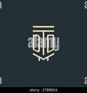 DO initial monogram with simple line art pillar logo design ideas Stock Vector