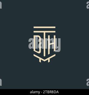 DH initial monogram with simple line art pillar logo design ideas Stock Vector