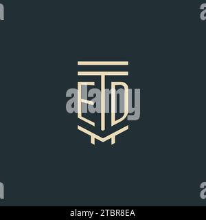 ED initial monogram with simple line art pillar logo design ideas Stock Vector