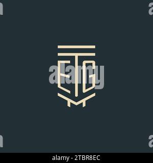EG initial monogram with simple line art pillar logo design ideas Stock Vector