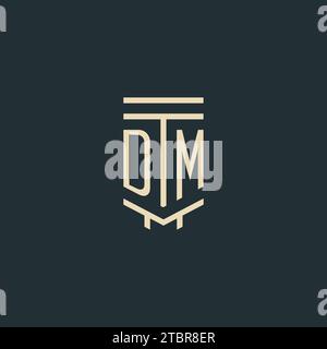 DM initial monogram with simple line art pillar logo design ideas Stock Vector