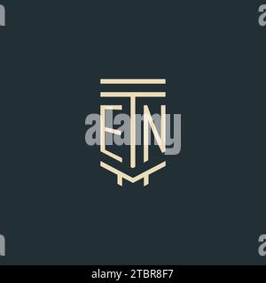 EN initial monogram with simple line art pillar logo design ideas Stock Vector