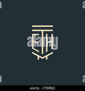 EH initial monogram with simple line art pillar logo design ideas Stock Vector