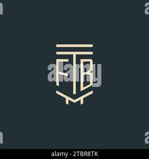 FB initial monogram with simple line art pillar logo design ideas Stock Vector