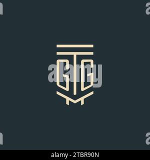 GG initial monogram with simple line art pillar logo design ideas Stock Vector