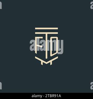 FO initial monogram with simple line art pillar logo design ideas Stock Vector