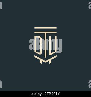 DU initial monogram with simple line art pillar logo design ideas Stock Vector