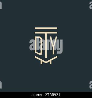 DY initial monogram with simple line art pillar logo design ideas Stock Vector