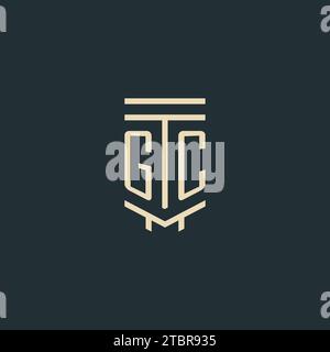 GC initial monogram with simple line art pillar logo design ideas Stock Vector