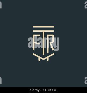 FR initial monogram with simple line art pillar logo design ideas Stock Vector