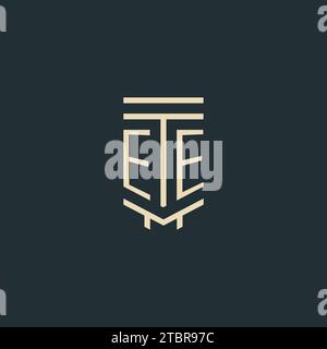 EE initial monogram with simple line art pillar logo design ideas Stock Vector