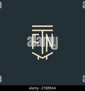 FN initial monogram with simple line art pillar logo design ideas Stock Vector