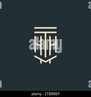 HH initial monogram with simple line art pillar logo design ideas Stock Vector