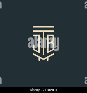 JB initial monogram with simple line art pillar logo design ideas Stock Vector