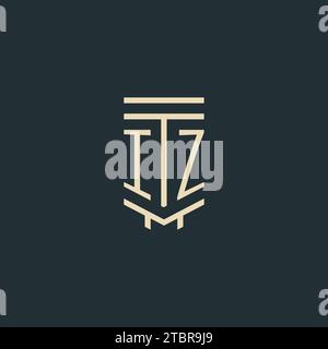 IZ initial monogram with simple line art pillar logo design ideas Stock Vector