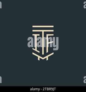 IF initial monogram with simple line art pillar logo design ideas Stock Vector