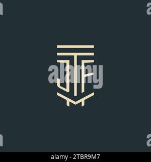 JF initial monogram with simple line art pillar logo design ideas Stock Vector