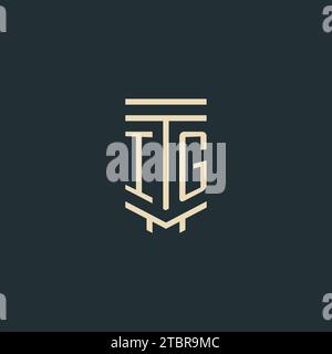 IG initial monogram with simple line art pillar logo design ideas Stock Vector