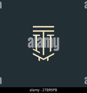 IT initial monogram with simple line art pillar logo design ideas Stock Vector