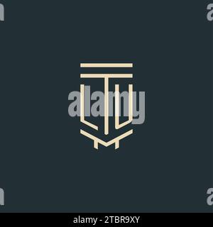 LU initial monogram with simple line art pillar logo design ideas Stock Vector