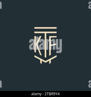KF initial monogram with simple line art pillar logo design ideas Stock Vector