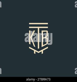 KB initial monogram with simple line art pillar logo design ideas Stock Vector