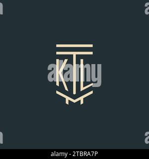 KL initial monogram with simple line art pillar logo design ideas Stock Vector